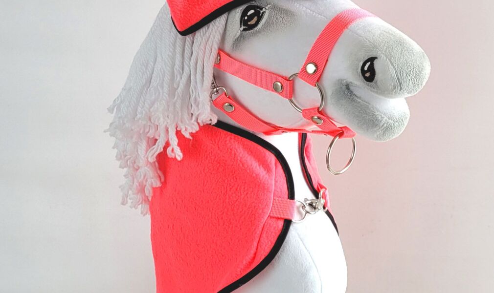 Zestaw dla Hobby Horse A4: derka + nauszniki – neon pink