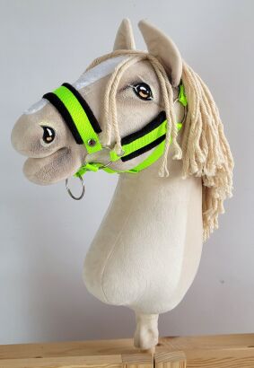 Kantar regulowany dla konia Hobby Horse A3 neon green czarnym futerkiem